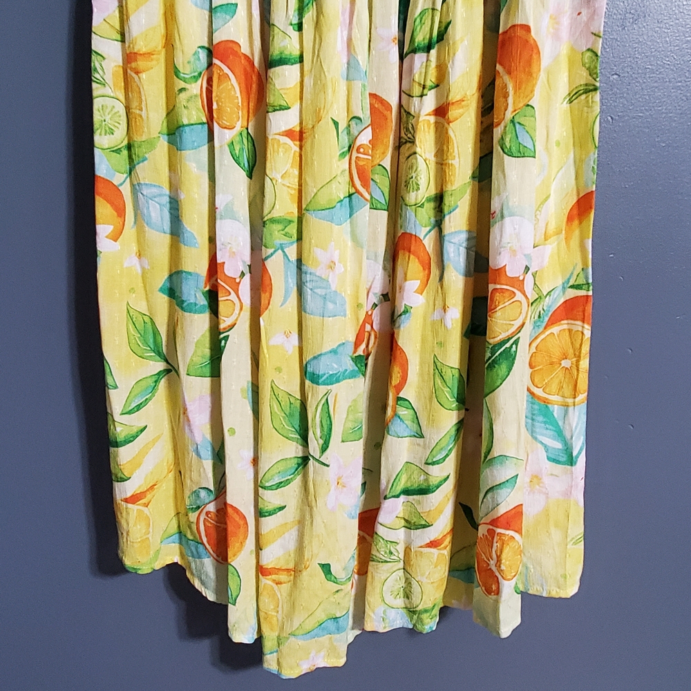 C&C California Citrus Lemon Orange High Low Wrap Skirt Lightweight Size M - Picture 6 of 8